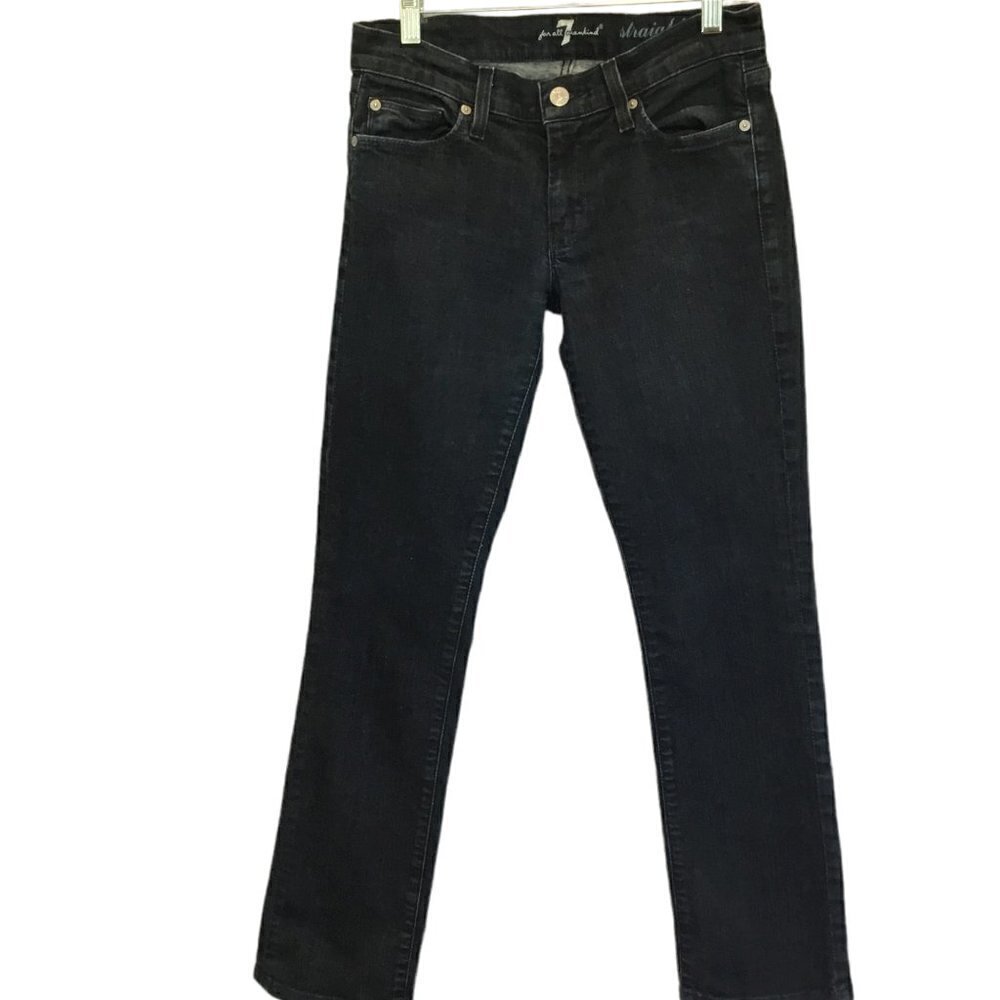 7 For All Mankind Jeans Women's Sz 27 Embellished Pocket Straight Leg Dark Wash